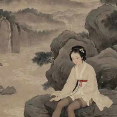 Ai 会作画古代美女穿丝袜 《秋山仕女图》 ​​​