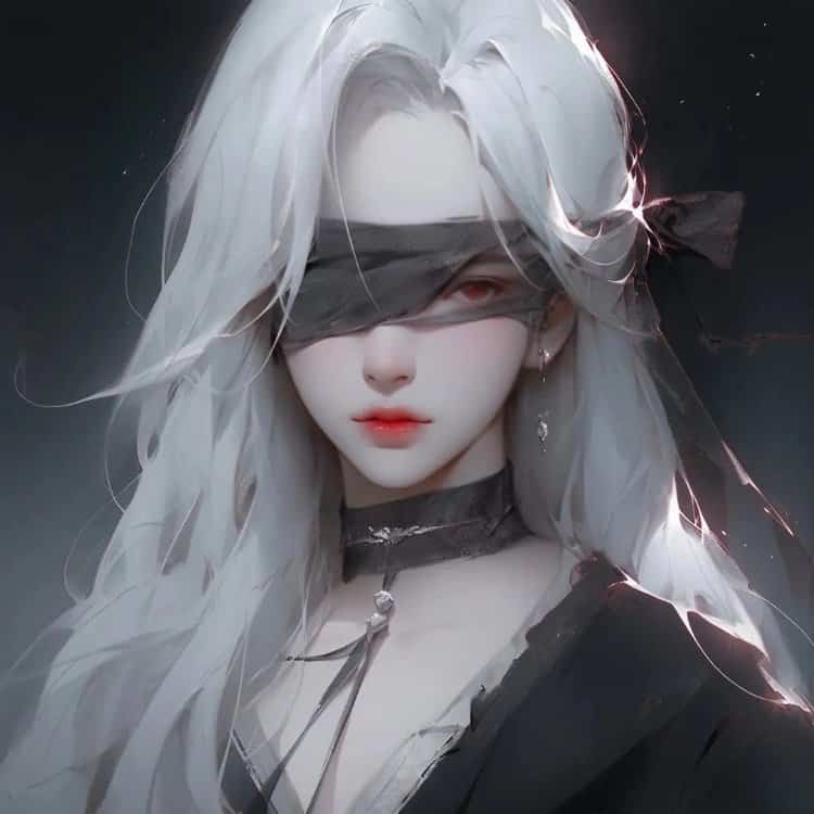 唯美古风丝带蒙眼情侣头像 古装男女蒙住眼睛AI动漫情头_1