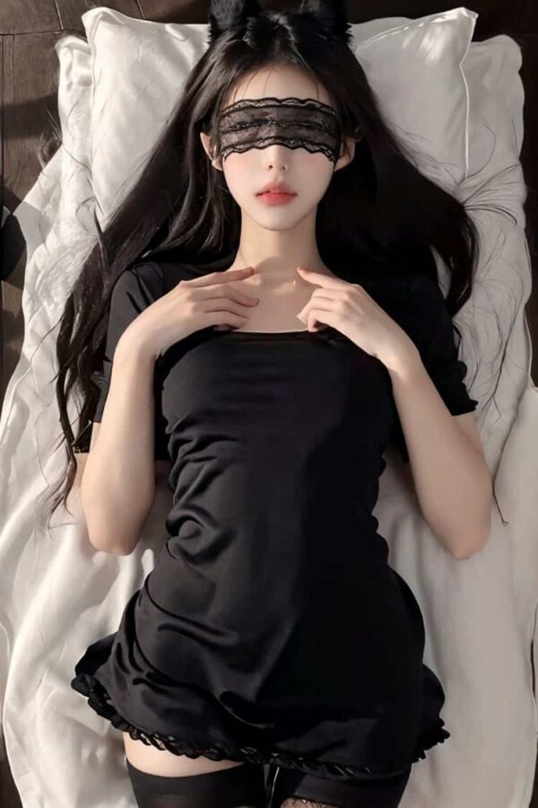 黑色蕾丝蒙眼女生头像 超欲招人真人女头_7