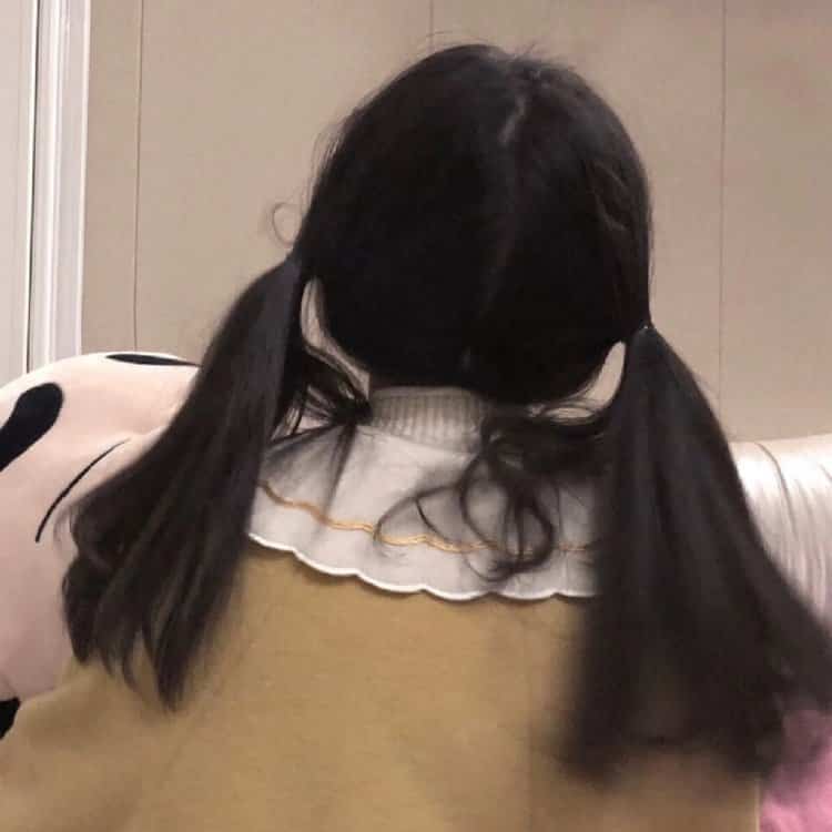 可爱双马尾女生背影头像 清纯可爱双辫子不露脸真人女头_8