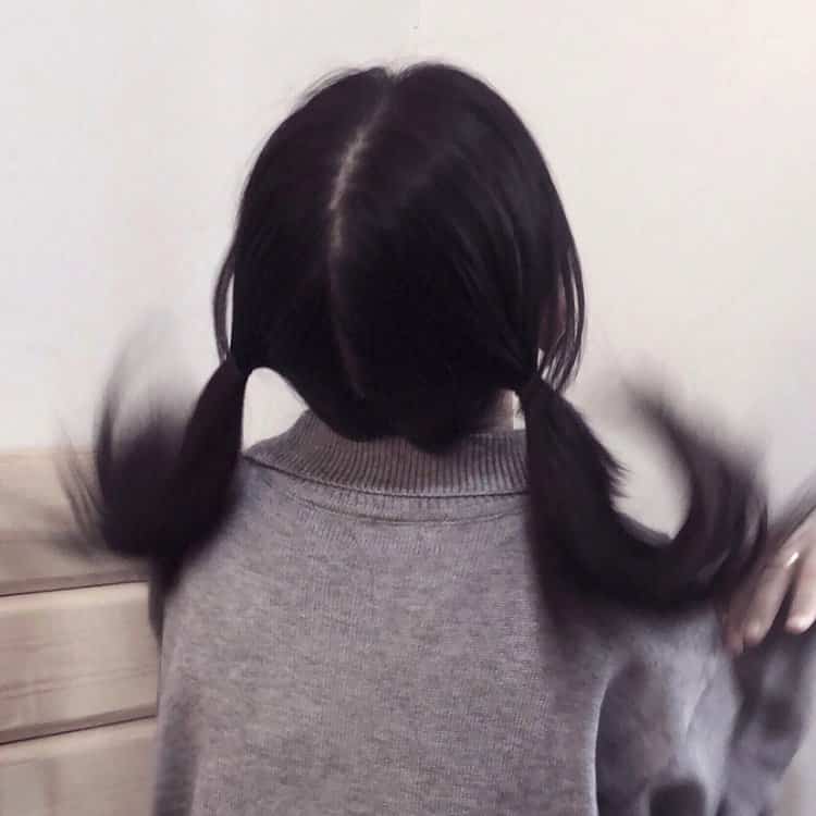 可爱双马尾女生背影头像 清纯可爱双辫子不露脸真人女头_9