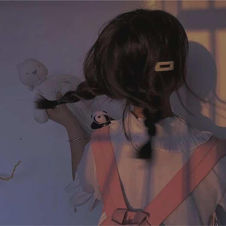 可爱双马尾女生背影头像 清纯可爱双辫子不露脸真人女头_11