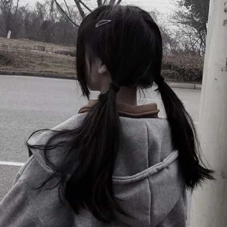 可爱双马尾女生背影头像 清纯可爱双辫子不露脸真人女头_13