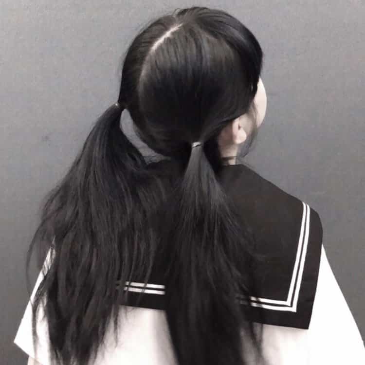 可爱双马尾女生背影头像 清纯可爱双辫子不露脸真人女头_17