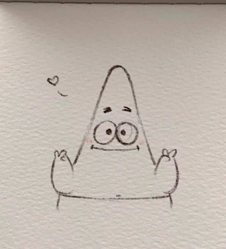 可爱卡通人物黑白简笔画集锦 海绵宝宝章鱼哥等小动物简笔画_4