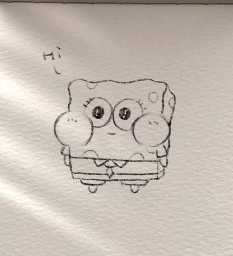 可爱卡通人物黑白简笔画集锦 海绵宝宝章鱼哥等小动物简笔画_7