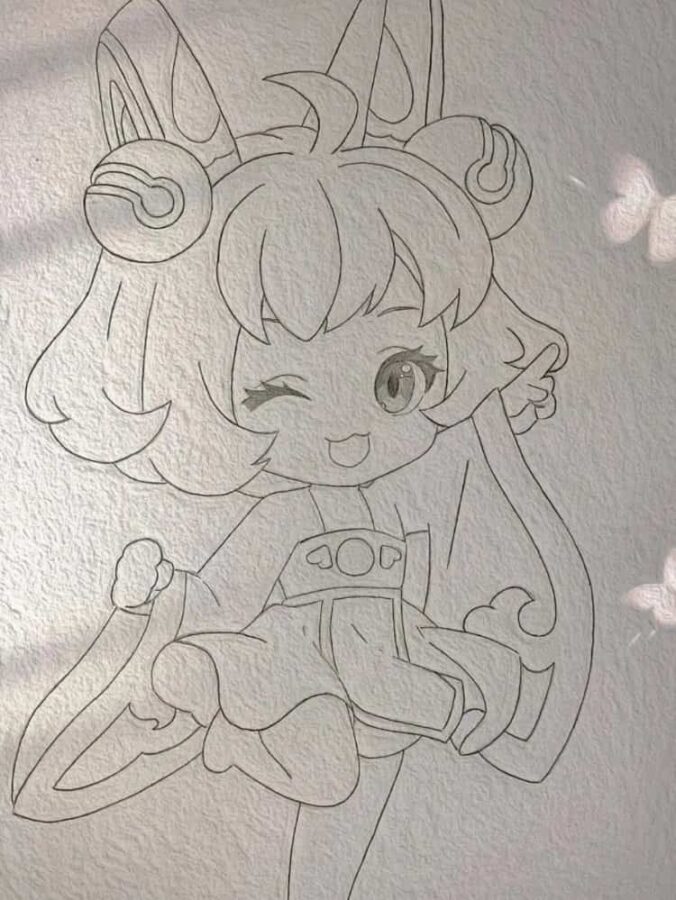 Q版才女蔡文姬漫画简笔画作品及画法步骤_1