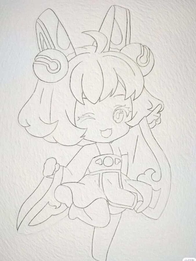 Q版才女蔡文姬漫画简笔画作品及画法步骤_8