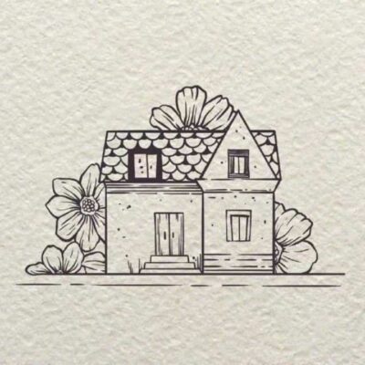 卡通小房子黑白简笔画作品图 动画片里的小房子画法