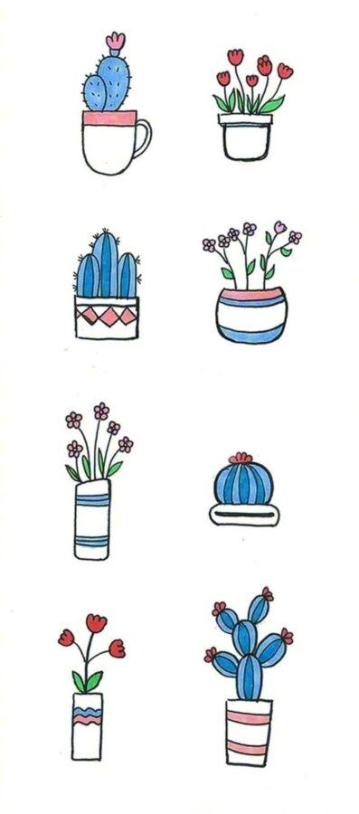 可爱卡通版植物小盆栽简笔画作品图_1