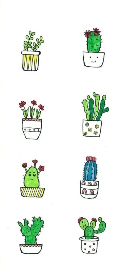 可爱卡通版植物小盆栽简笔画作品图_2