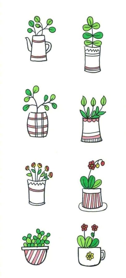 可爱卡通版植物小盆栽简笔画作品图_4