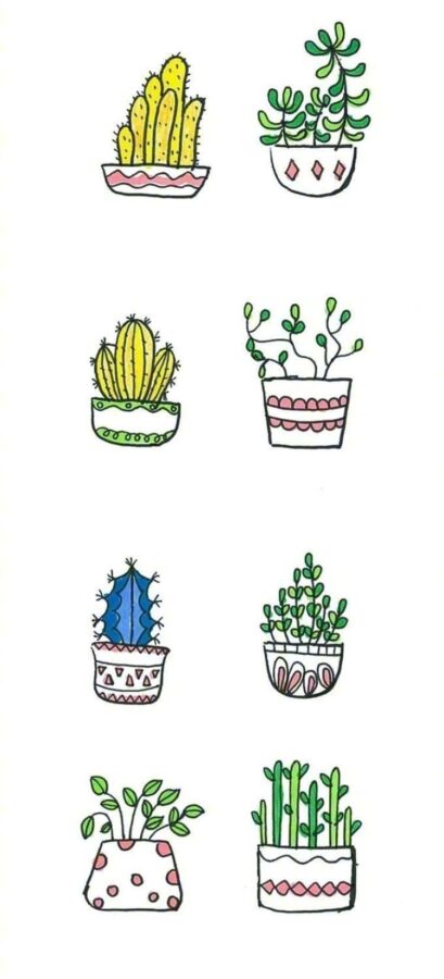 可爱卡通版植物小盆栽简笔画作品图_5
