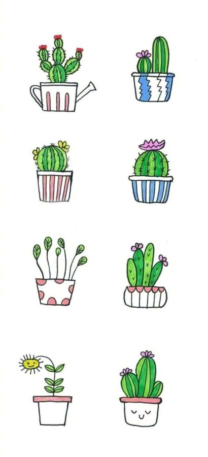 可爱卡通版植物小盆栽简笔画作品图_6
