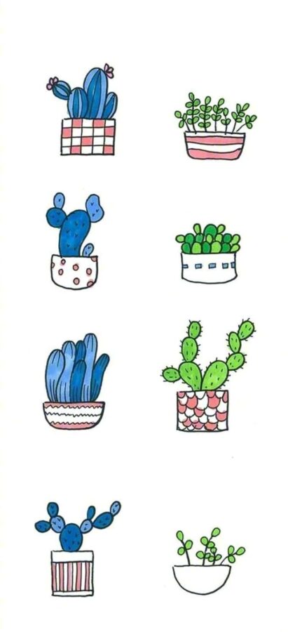 可爱卡通版植物小盆栽简笔画作品图_7