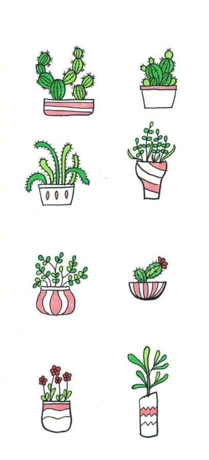可爱卡通版植物小盆栽简笔画作品图_8