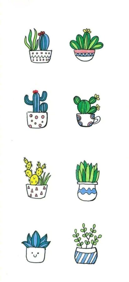 可爱卡通版植物小盆栽简笔画作品图_9