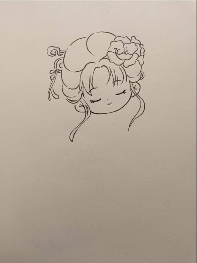 Q版古风小女孩简笔画画法及步骤 古装女孩简笔画_3