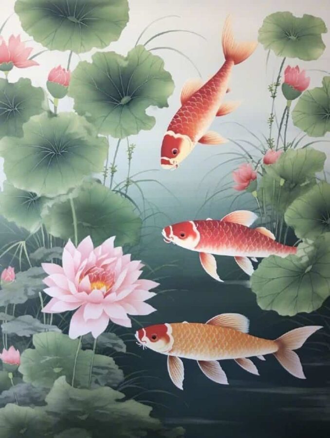 高雅水墨画版红色锦鲤好运微信头像 男女通用顺风顺水锦鲤头像_1