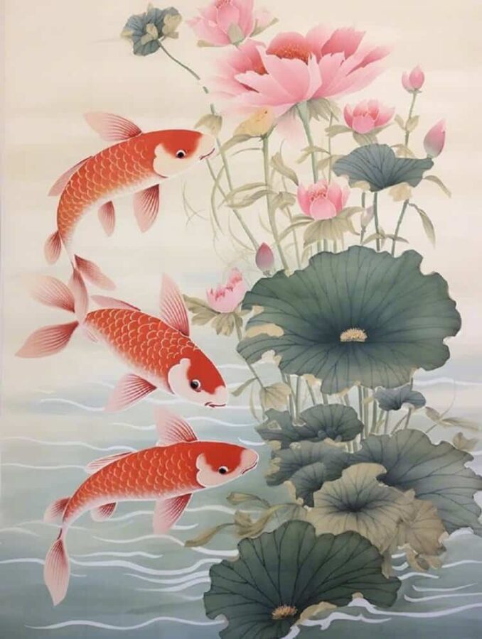 高雅水墨画版红色锦鲤好运微信头像 男女通用顺风顺水锦鲤头像_6