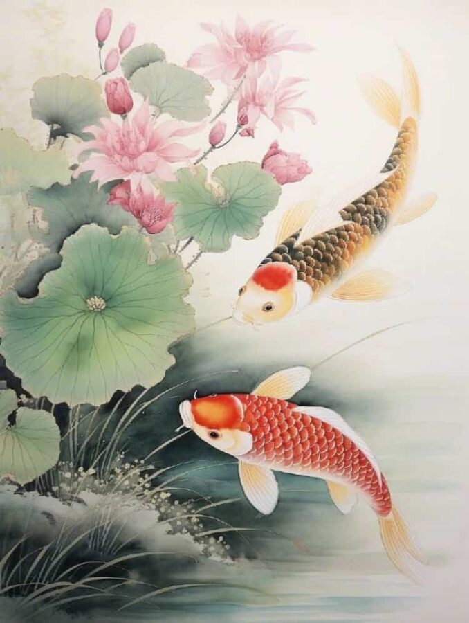 高雅水墨画版红色锦鲤好运微信头像 男女通用顺风顺水锦鲤头像_8