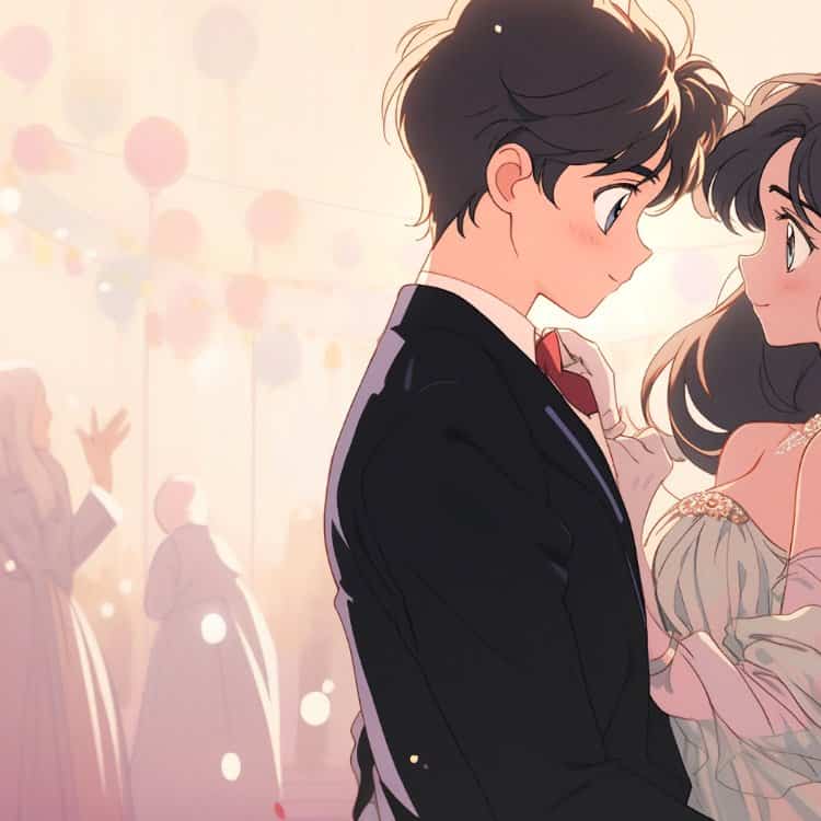 超甜动漫公主王子情侣头像 AI作品爱的华尔兹男女跳舞情头_10