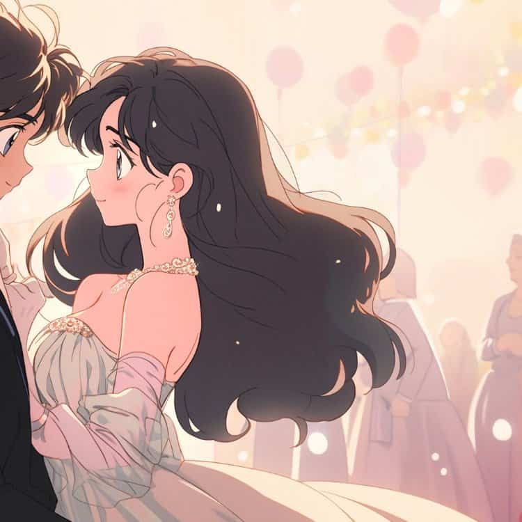 超甜动漫公主王子情侣头像 AI作品爱的华尔兹男女跳舞情头_9