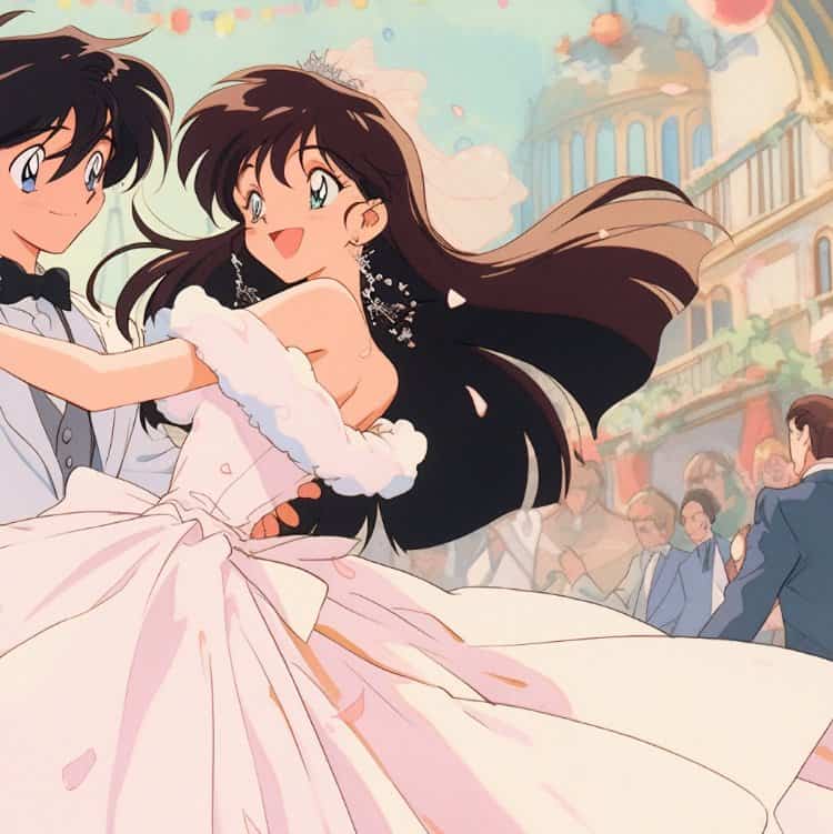 超甜动漫公主王子情侣头像 AI作品爱的华尔兹男女跳舞情头_5