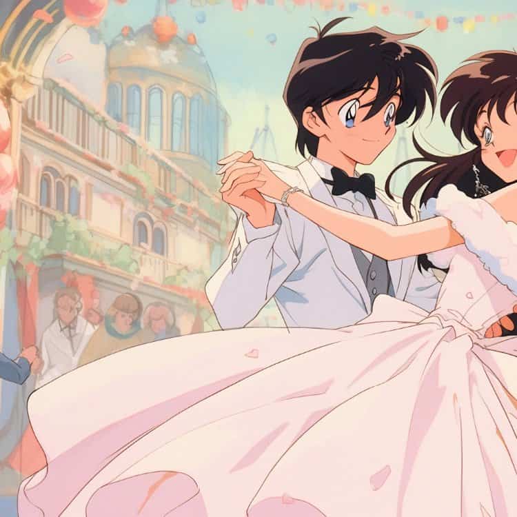 超甜动漫公主王子情侣头像 AI作品爱的华尔兹男女跳舞情头_6