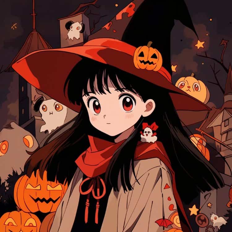万圣节女巫南瓜女孩动漫微信头像 可爱治愈系闺蜜头像_13