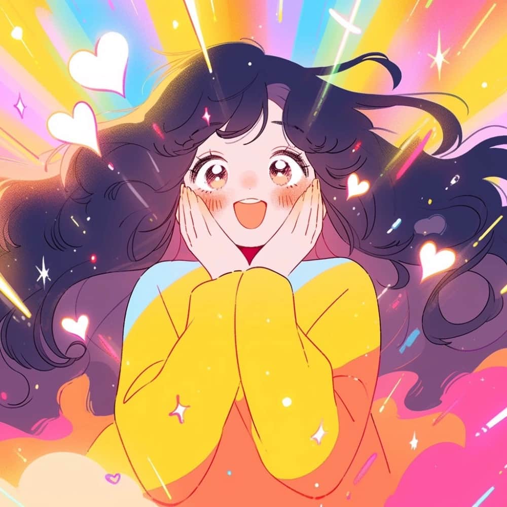 少女提高能量的神奇卡通女生头像 ​​，充满阳光正能量的女生头像_3