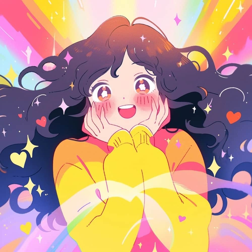 少女提高能量的神奇卡通女生头像 ​​，充满阳光正能量的女生头像_4