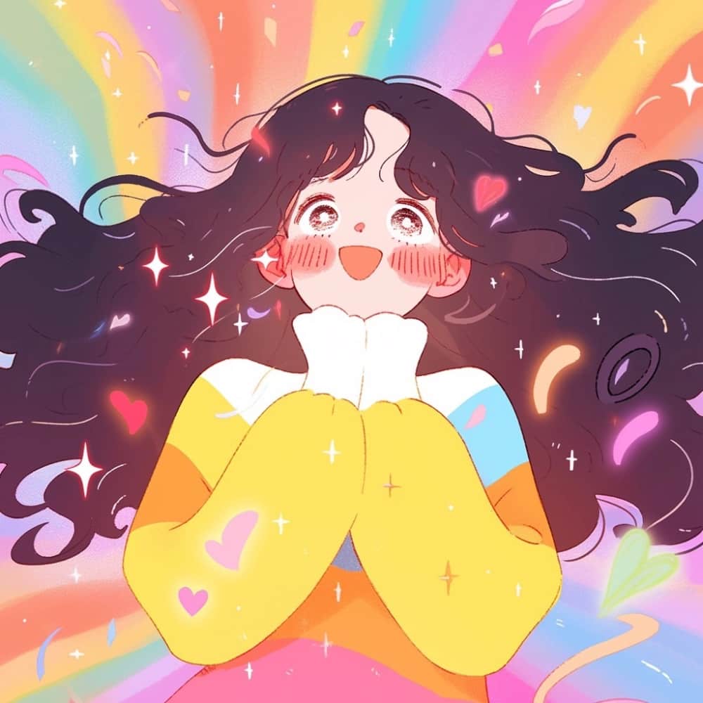 少女提高能量的神奇卡通女生头像 ​​，充满阳光正能量的女生头像_5