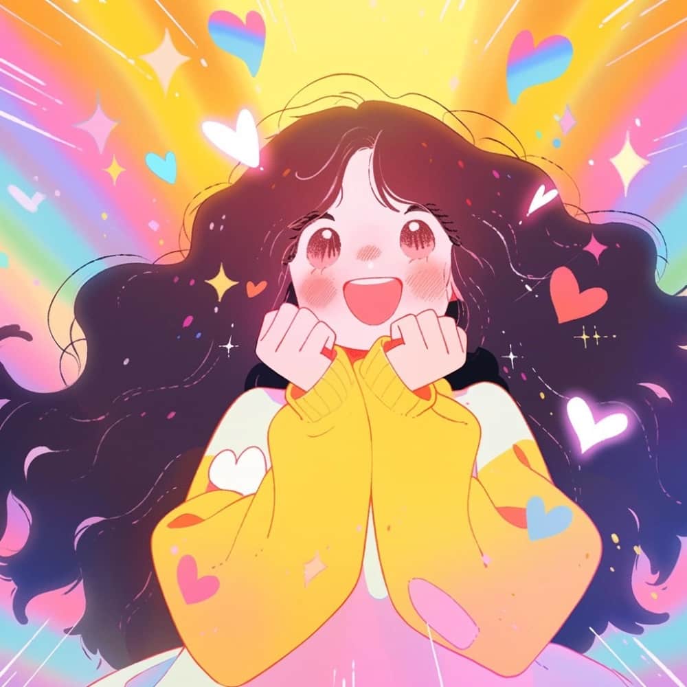 少女提高能量的神奇卡通女生头像 ​​，充满阳光正能量的女生头像_6
