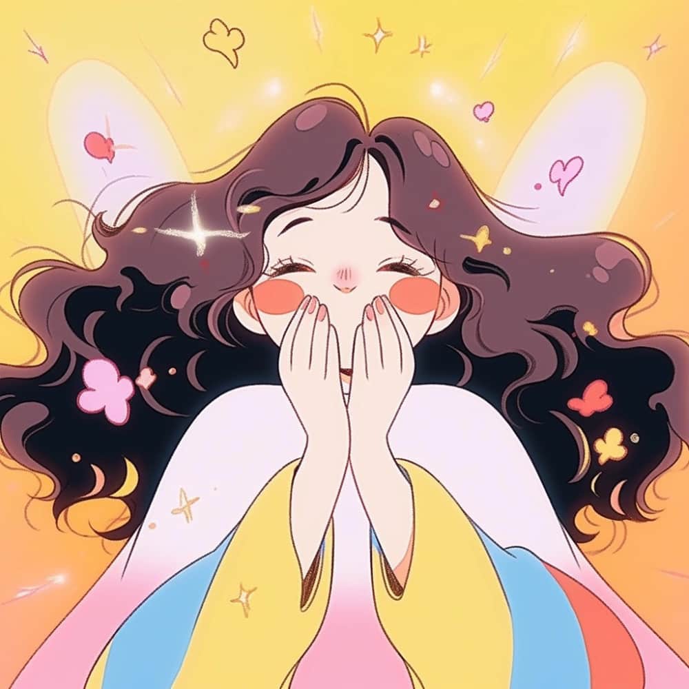 少女提高能量的神奇卡通女生头像 ​​，充满阳光正能量的女生头像_10