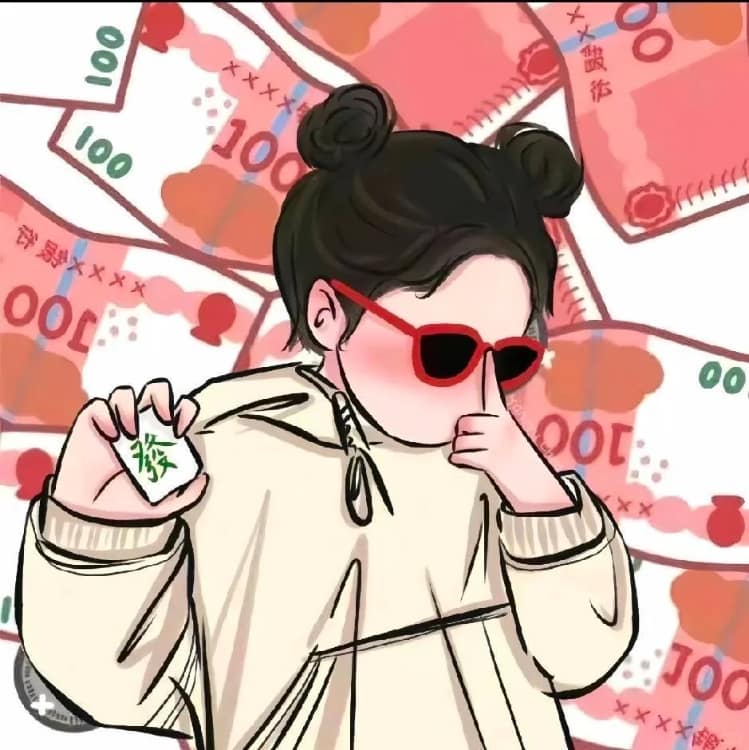 新年红色系发财暴富情侣头像 插画版卡通好运情头_11