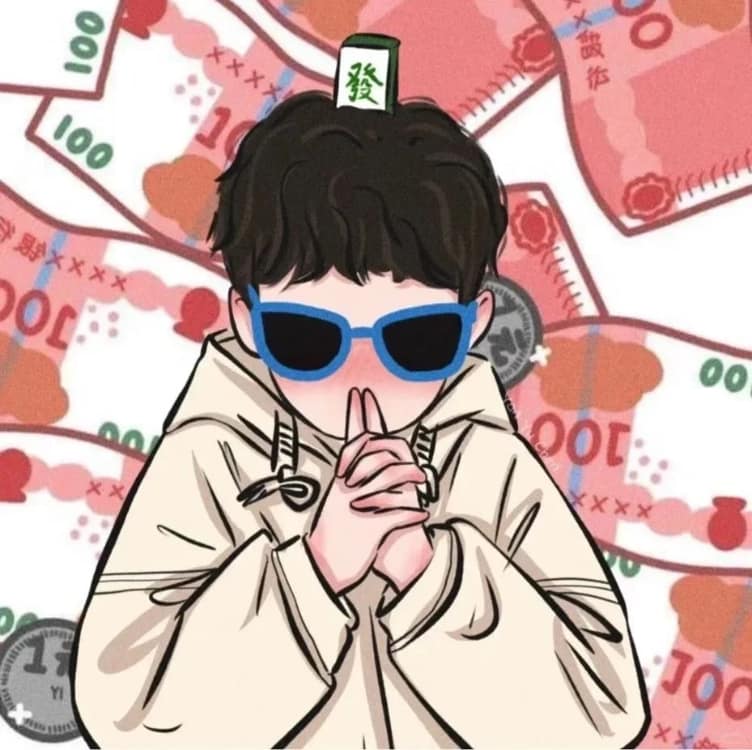 新年红色系发财暴富情侣头像 插画版卡通好运情头_12