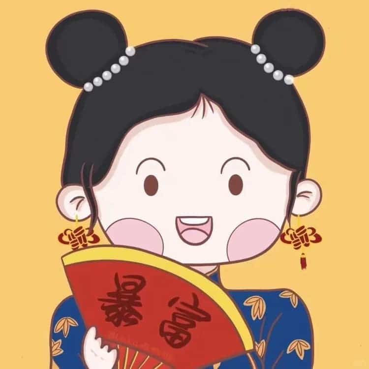 新年红色系发财暴富情侣头像 插画版卡通好运情头_5
