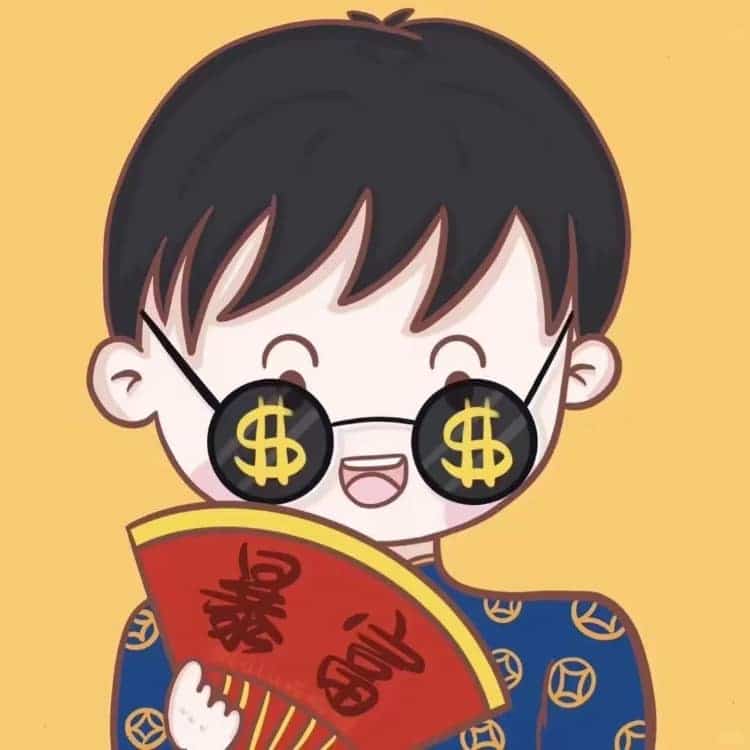 新年红色系发财暴富情侣头像 插画版卡通好运情头_6