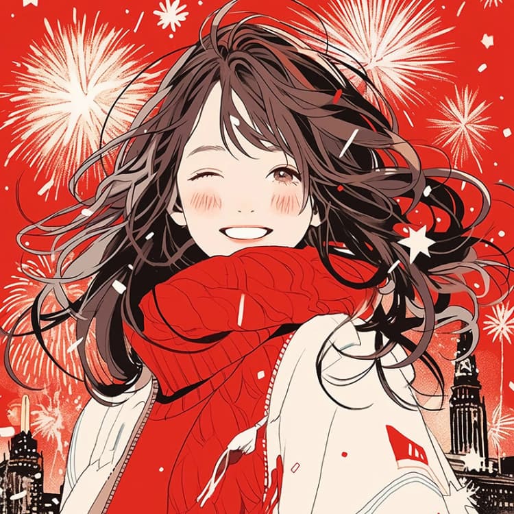 女生卡通风新年氛围感红色系头像 ​​​_1