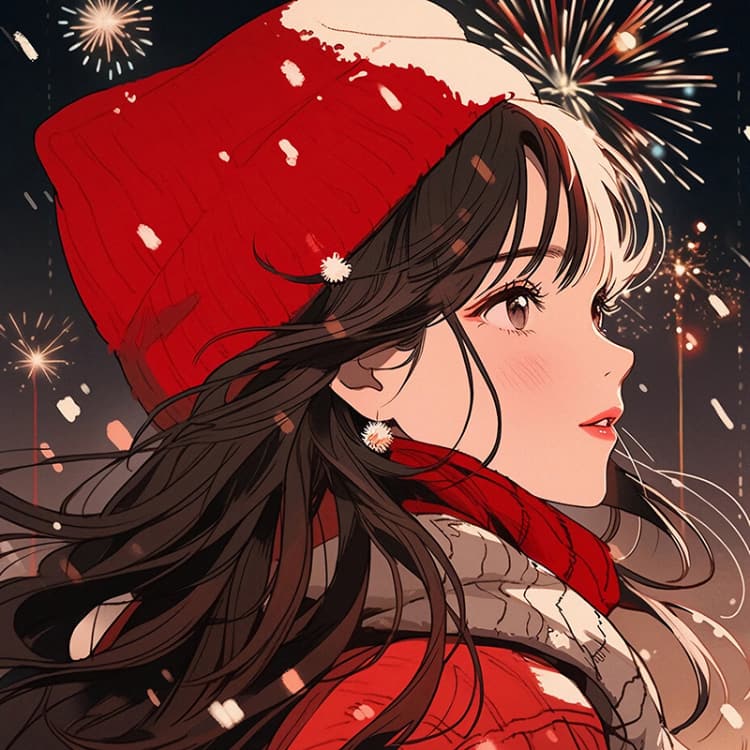 女生卡通风新年氛围感红色系头像 ​​​_2