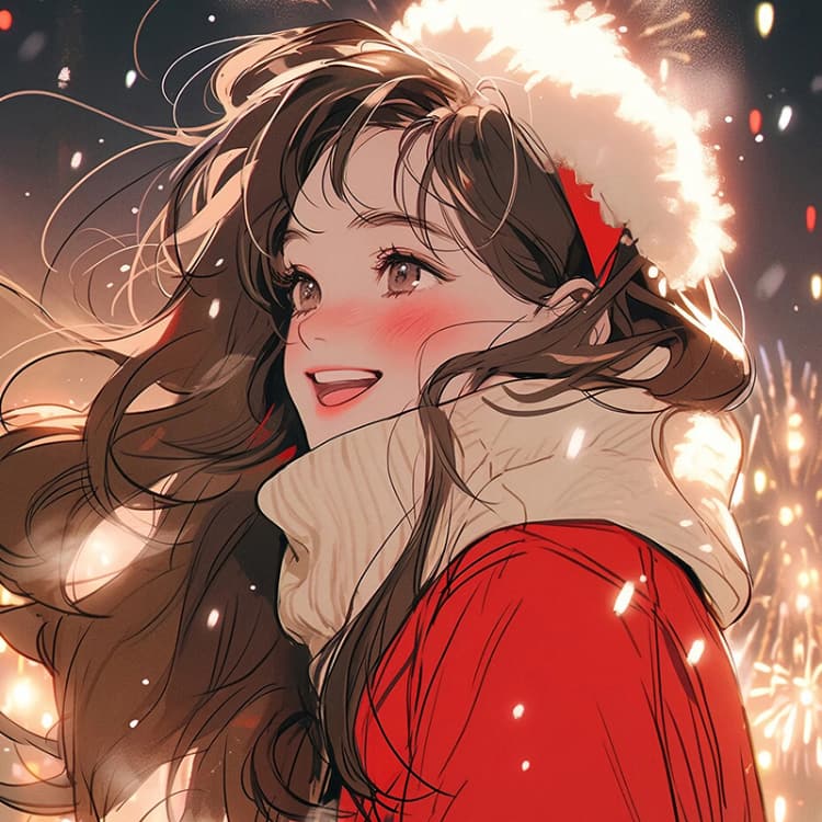 女生卡通风新年氛围感红色系头像 ​​​_4