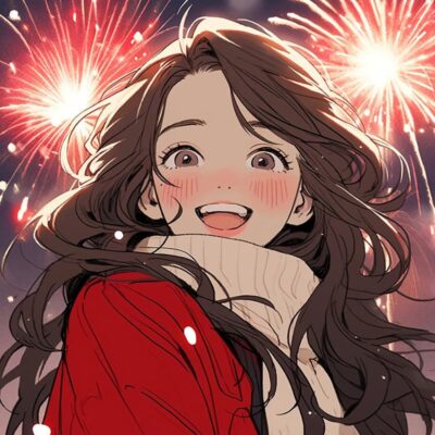 女生卡通风新年氛围感红色系头像 ​​​