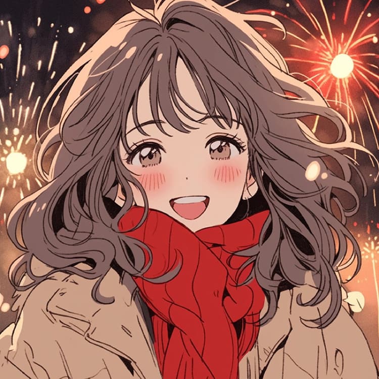 女生卡通风新年氛围感红色系头像 ​​​_8