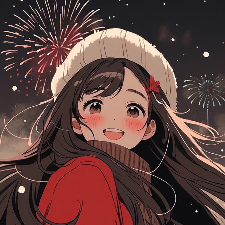 女生卡通风新年氛围感红色系头像 ​​​_12