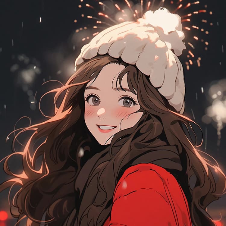 女生卡通风新年氛围感红色系头像 ​​​_14