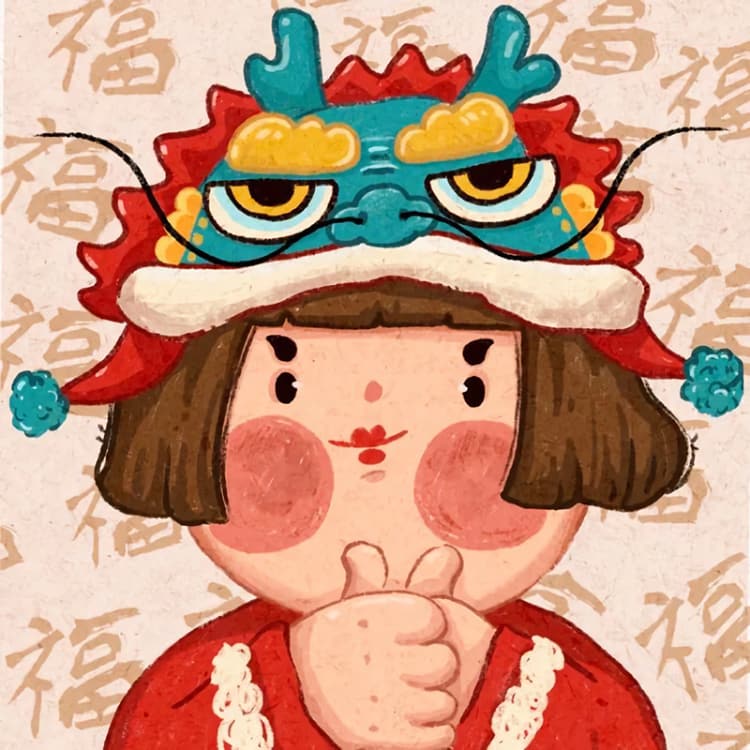 2024龙年新年卡通可爱情侣头像 一人一张_14