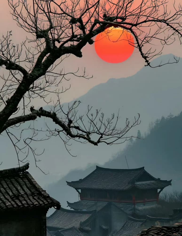 移舟泊烟渚,日暮客愁新 落日夕阳唯美图_1