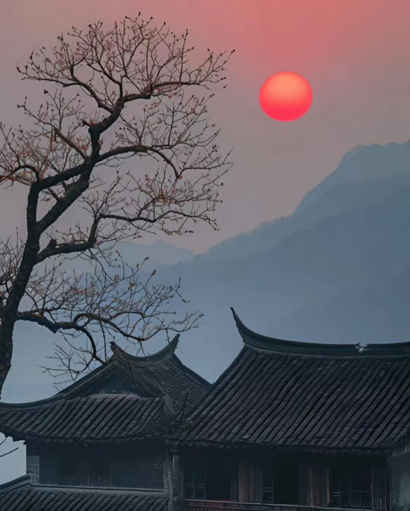 移舟泊烟渚,日暮客愁新 落日夕阳唯美图_8