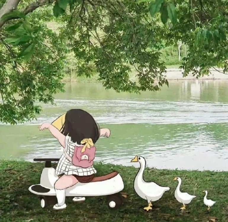阳光笑容田园治愈系小女孩动漫头像 简单干净女头_15